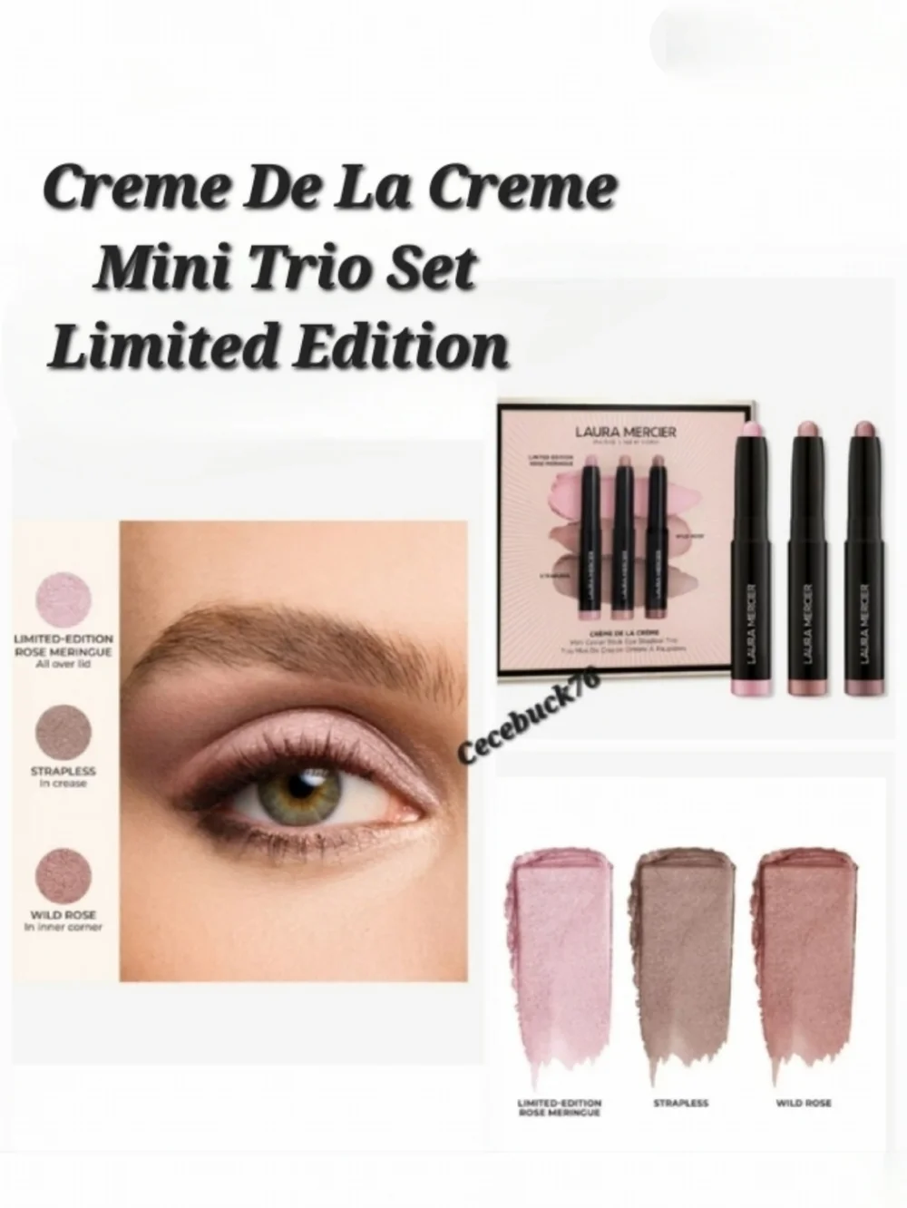 🌺Laura Mercier Crème de la Crème Mini Caviar Stick Eye Shadow Trio